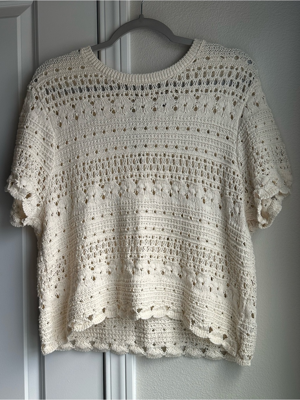 Cream Crochet Sweater Top